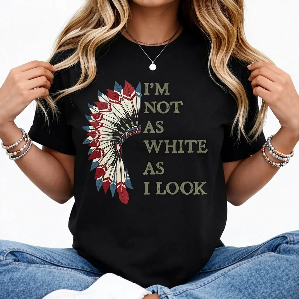[100% Cotton] I'm Not As White As I Look Native American Indian Day Pride T-Shirt