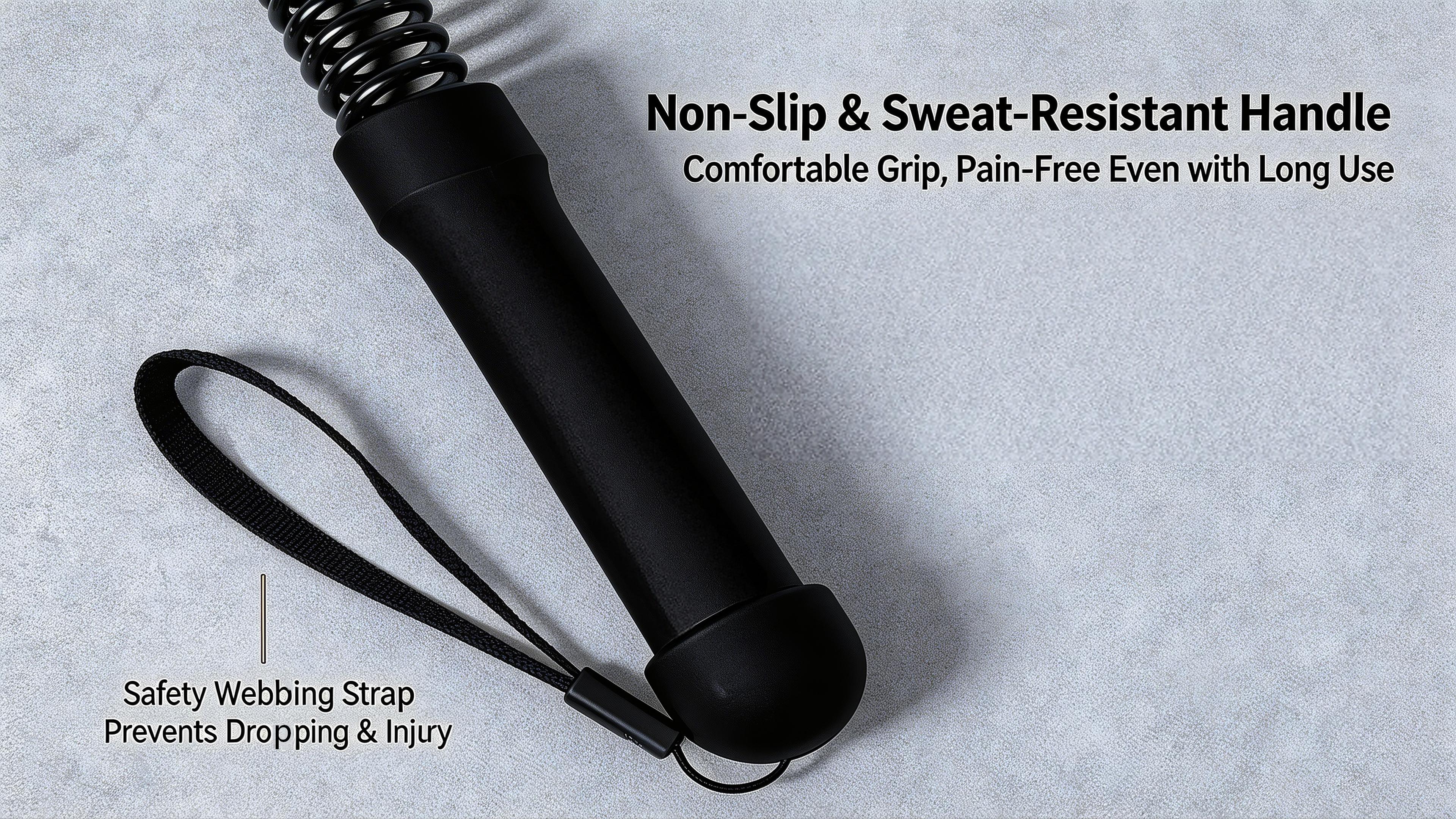 [Fahuac] Portable Cordless Battle Rope, Silent Spring HIIT Training Equipment for Home Fitness, Space Saving with Anti-Slip Grips, Lightweight with Carry Lanyard, Quiet Workout for Small Spaces