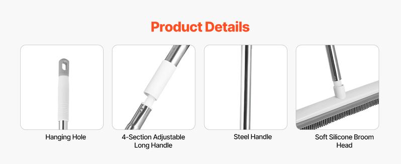 Pet Hair Removal Broom with 47.2in Adjustable Handle & Rubber Squeegee for Dog Cat Hair Removal on Couch Hardwood Floors TikTokShop Deal