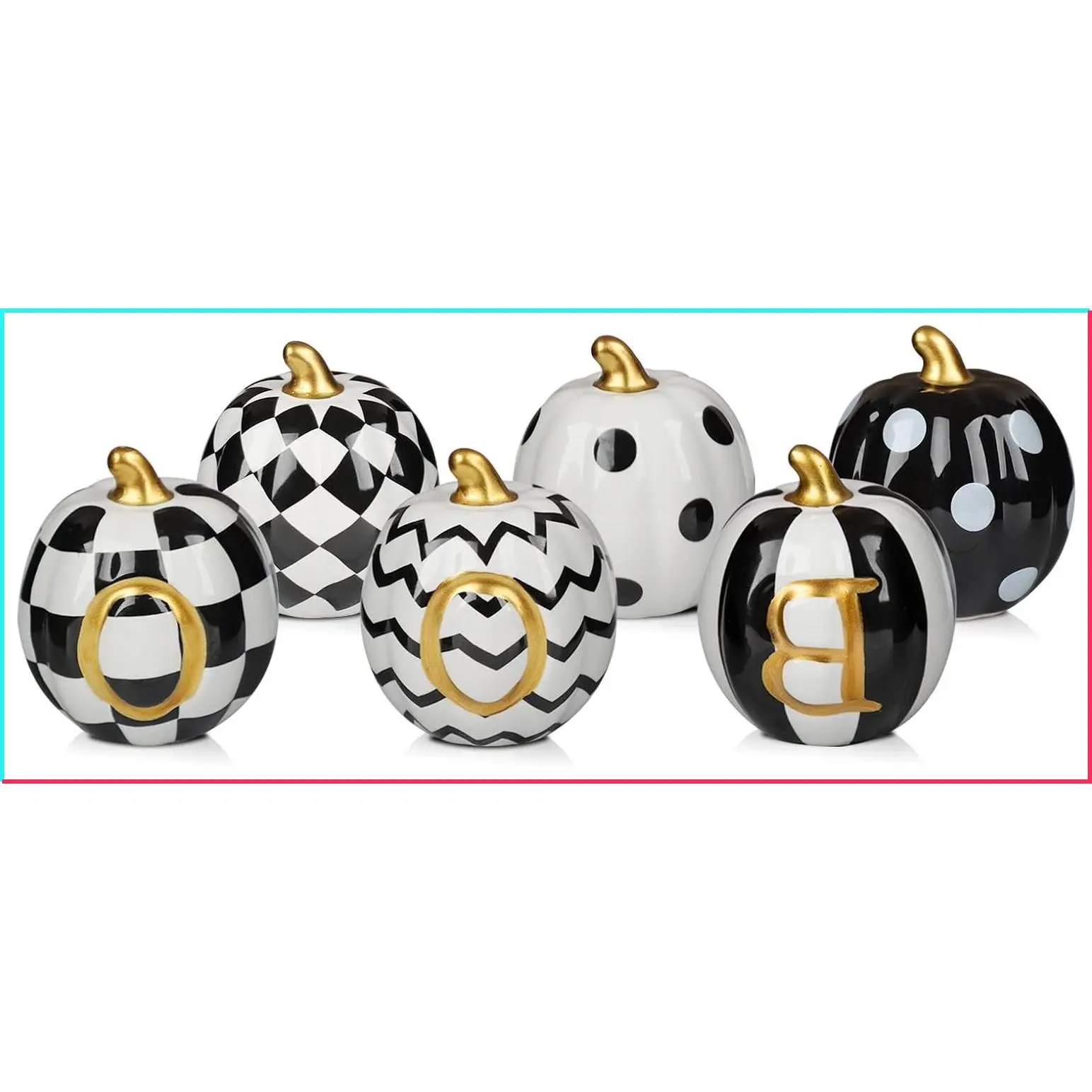 Set of 6 Ceramic Halloween Pumpkins Indoor Decorations
