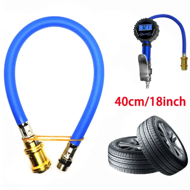 Universal Tyre Inflator Hose Adapter, Tyre Inflator Replacement Hose for Air Pumps, Compressors and Valve Extension(40cm/16inch)