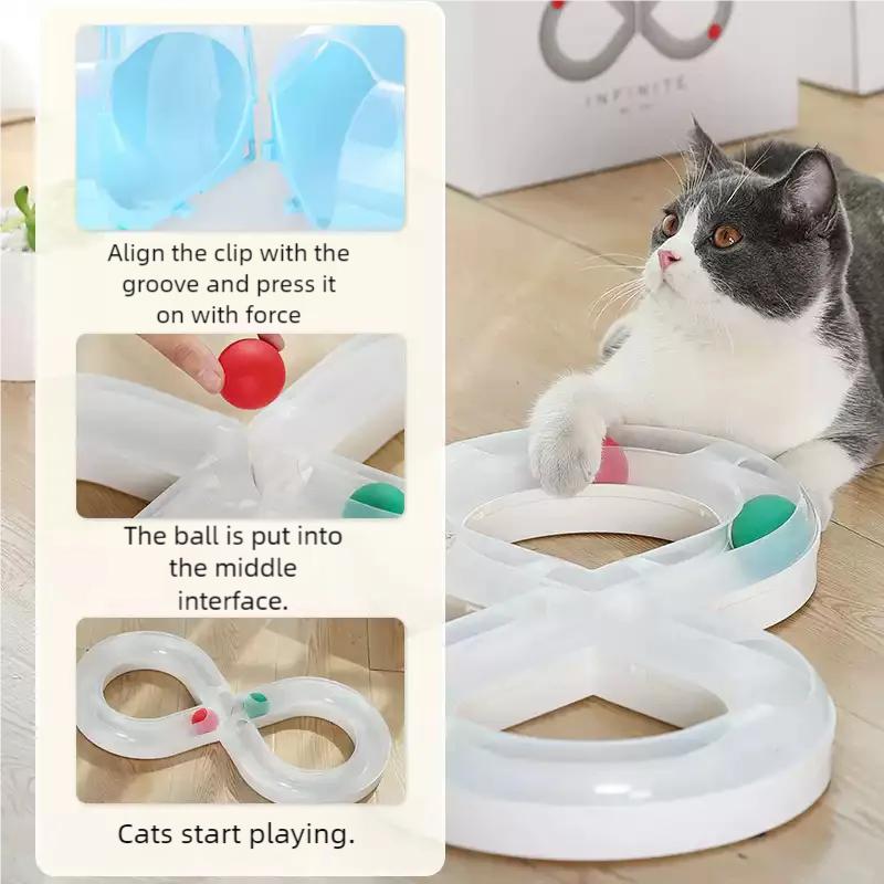 Multi-Function Cat Activity Center - Interactive Carousel Toy with Moving Balls and Teaser Attachments for Energy Release and Behavioral Enrichment