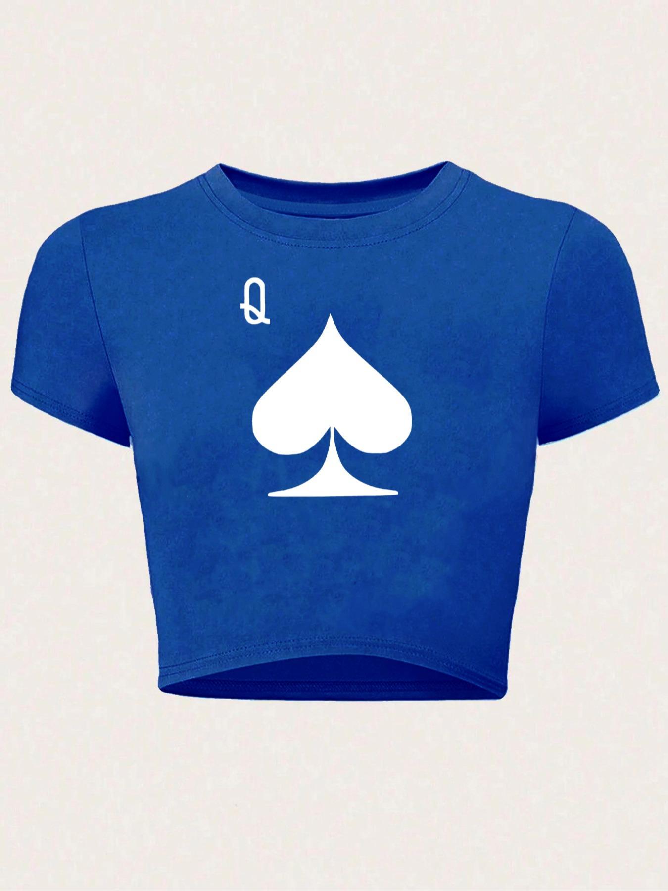 Women's Round Neck Crop Tee Top, Fashion Casual Streetwear Short Sleeve Graphic T-shirt for Everyday Holiday Vacation Outdoor Wear, Ladies Clothes for Summer, Clothing