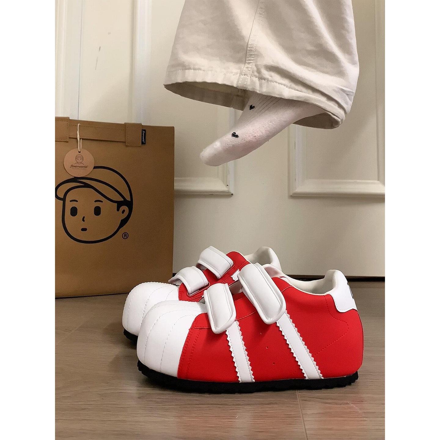 Women's shell-toe chunky shoes with 6CM internal height increase, Velcro closure, cute and quirky caterpillar bubble loafers