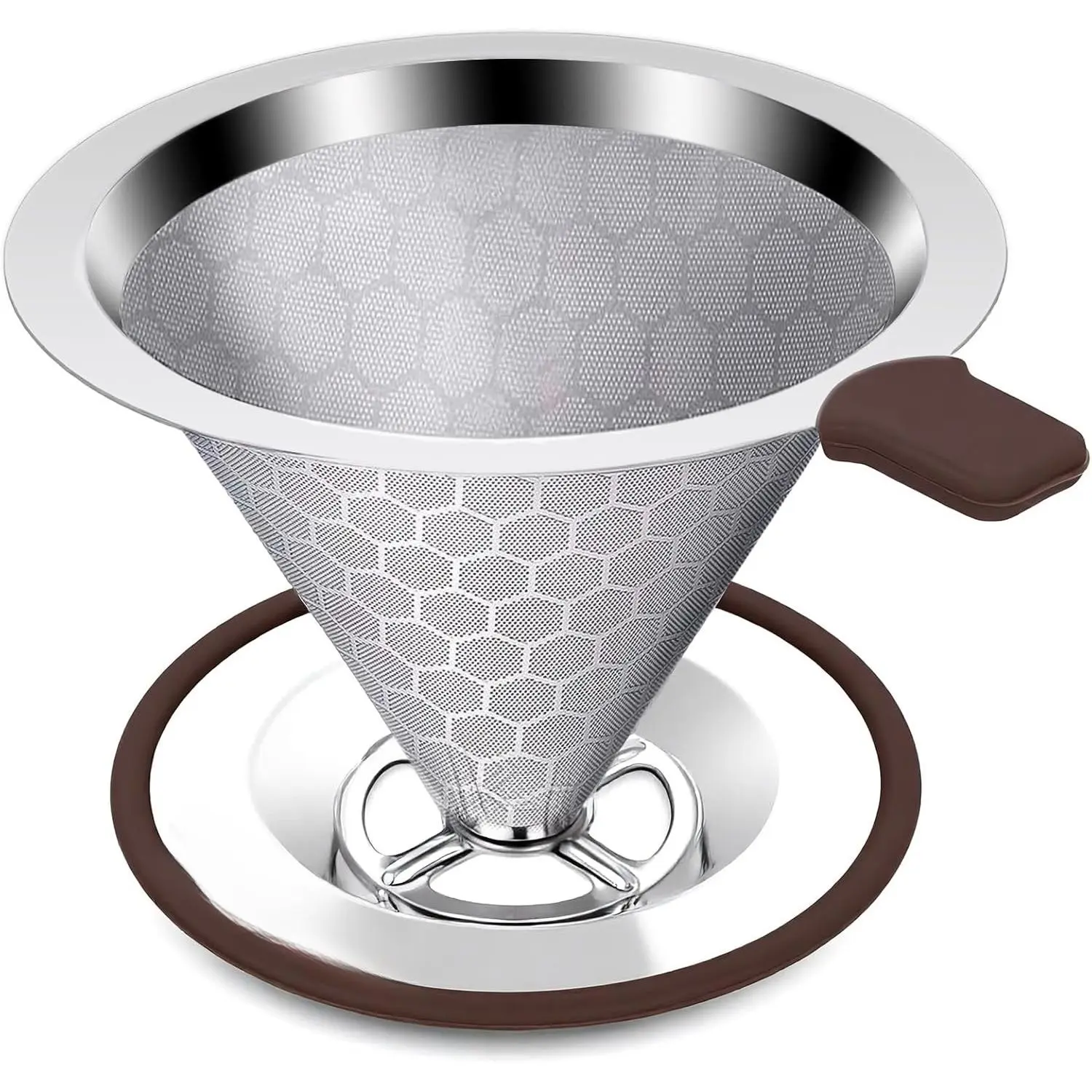 Pour over Coffee Dripper, Stainless Steel Paperless  Coffee Filter, Metal 600 Mesh Strainer Coffee Maker (1-2 Cups)