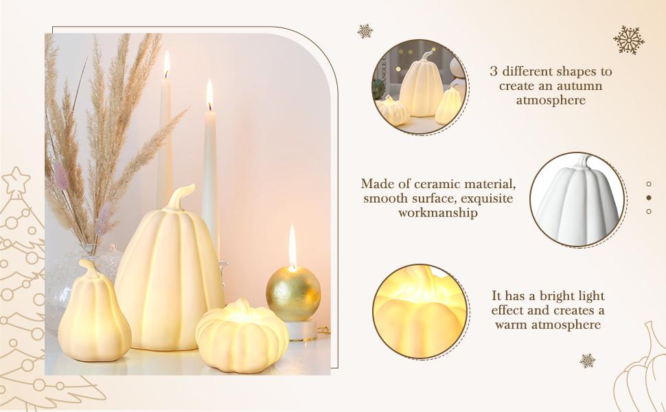 3 Pcs Lighted Ceramic Pumpkin Fall Decorations Autumn Table Centerpiece Porcelain White Pumpkin Figurines for Home Indoor Harvest Tabletop Halloween Thanksgiving Winter Decor 3 Pcs Lighted Ceramic Pumpkin Fall Decorations Autumn Table Centerpiece Porcelain White Pumpkin Figurines for Home Indoor Harvest Tabletop Halloween Thanksgiving Winter Decor