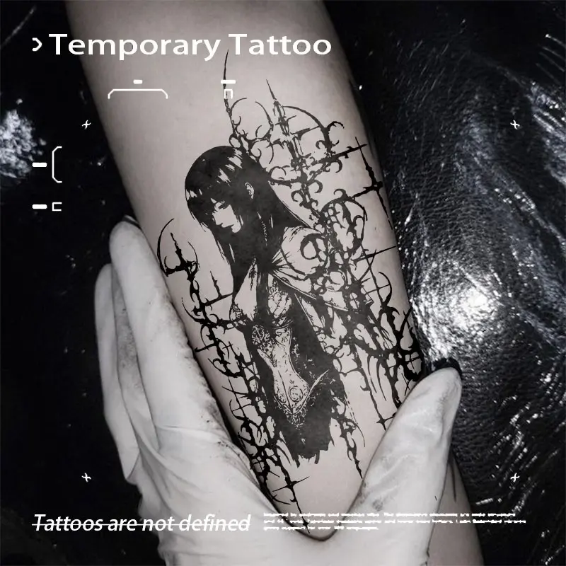 1pcs Dark Thorn Herb Juice Tattoo Sticker for Arms, Sexy Waterproof Temporary Tattoo for Stylish Men and Women