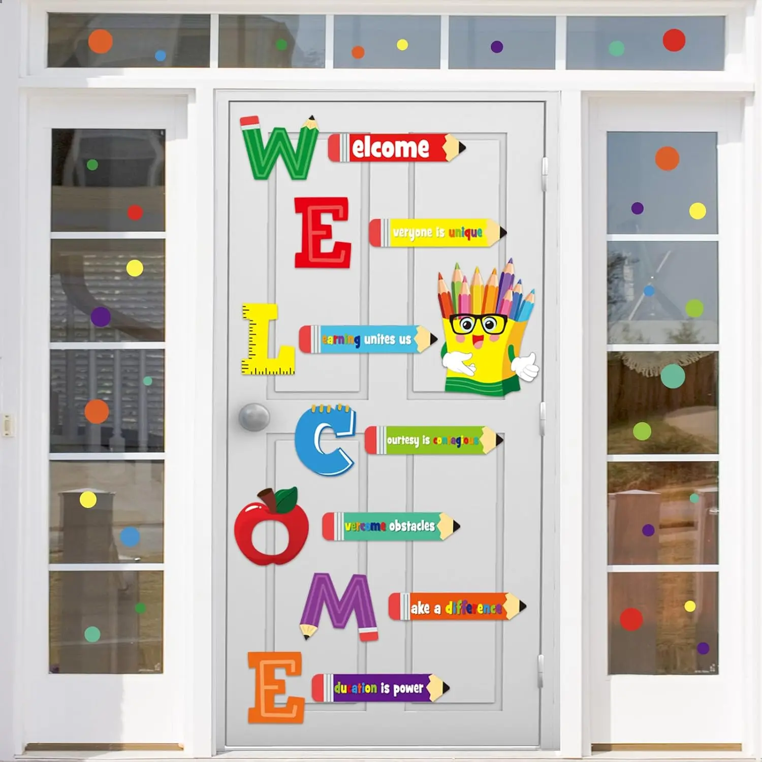 Welcome Window Door Clings Stickers Welcome Poster for Classrooms Door Decorations Back to School Party Teachers Supplies for Preschool Kindergarten Elementary Wall Glass Blackboard Decor