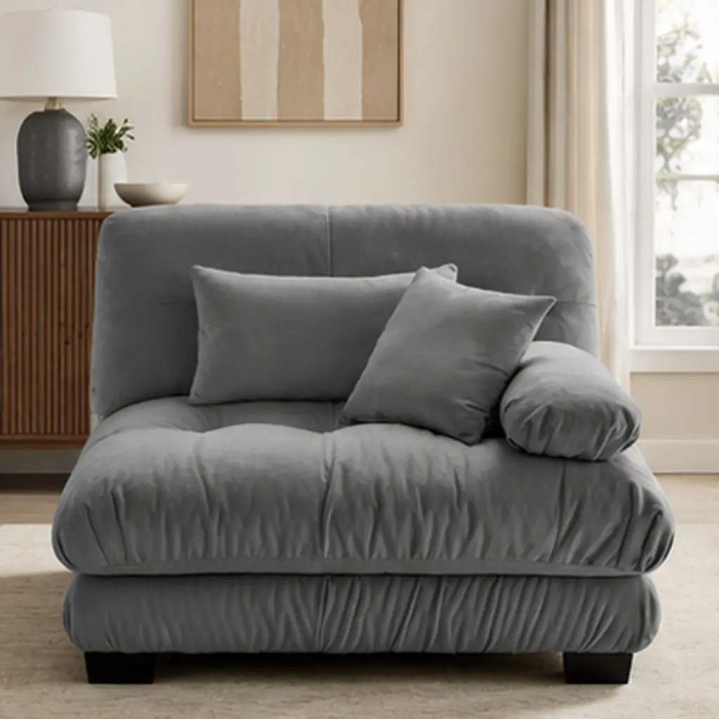 27-Inch Modern Upholstered Loveseat - ARCH Compact Single Seater Settee with 2 Cushions, Assembly Required, Space-Saving Indoor Furniture for Small Spaces & Apartments, Gray Lounge Piece