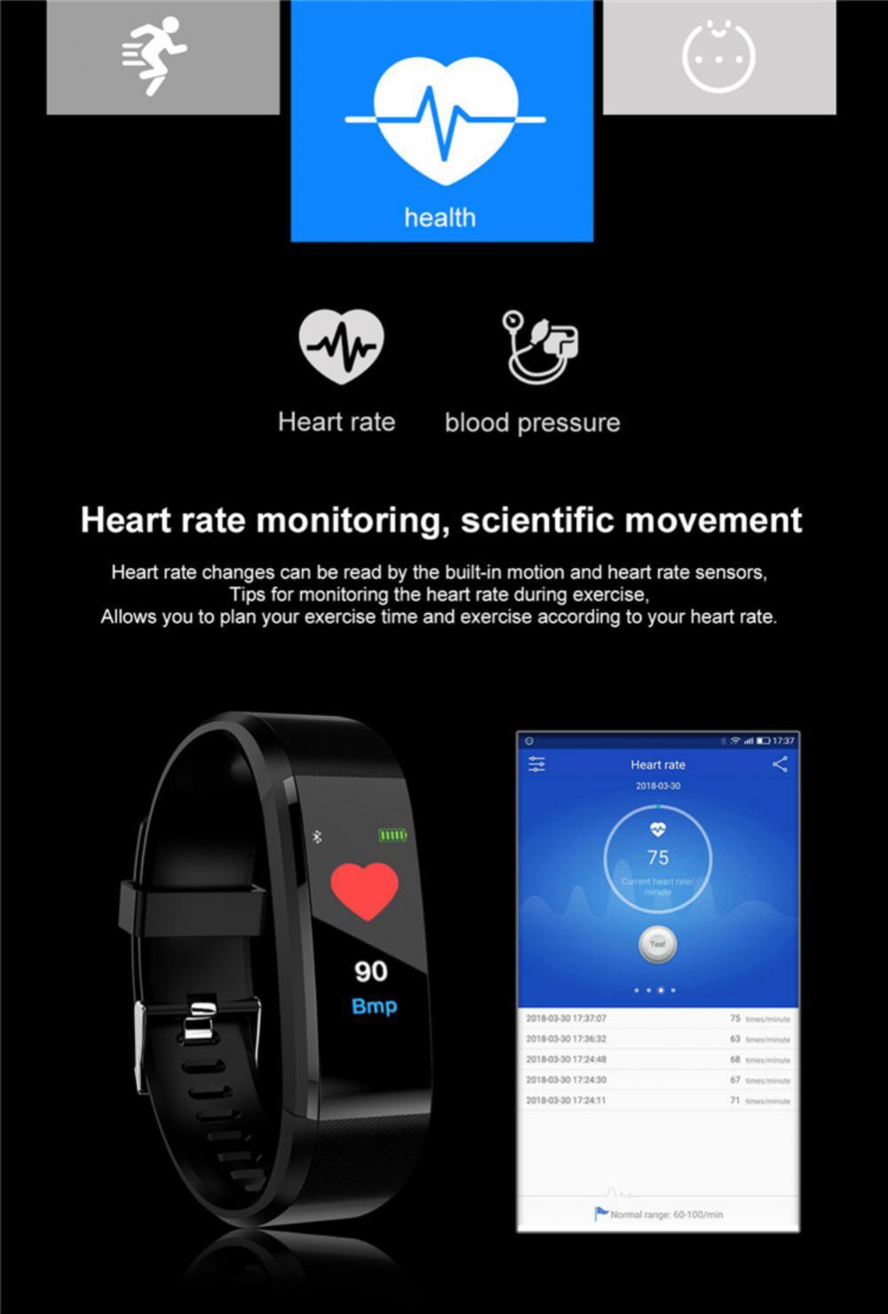 plus Smart Watch Men Women Fitness Tracker Sport Watch Waterproof Smartwatch Heart Rate Blood Pressure Monitor Smart Band