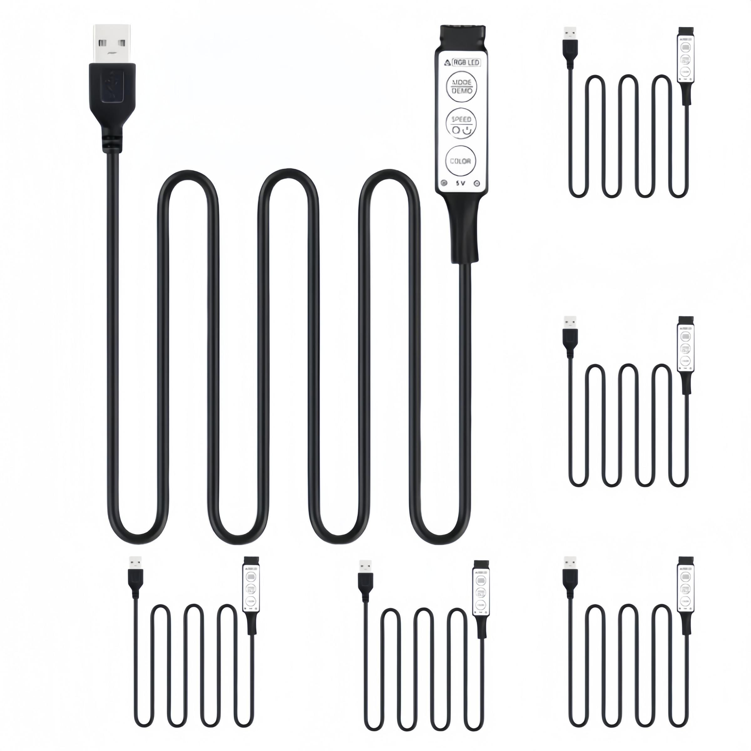 3-key Controller, USB Powered Dimmable LED Strip Light Controller, Suitable for SMD2835, 3535, 5050 LED Strips, TV Backlight, Bedroom and Other Decorative Purposes