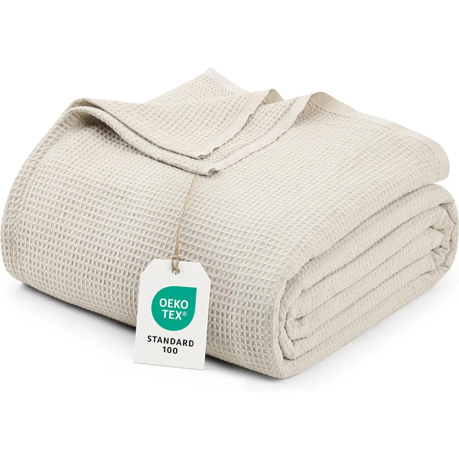 Khaki Waffle Blanket Throw Size Soft Lightweight Breathable  Blend Bed Blanket for  Seasons Luxury Throws for Bed Couch and Sofa