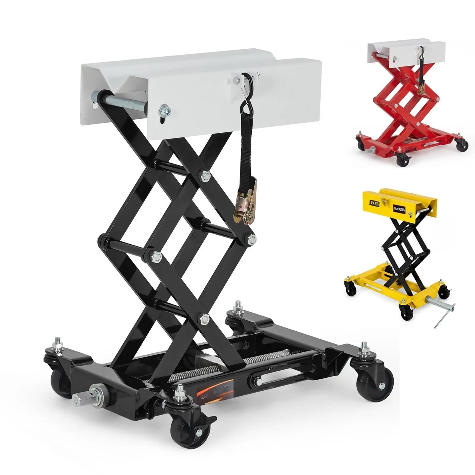 Gaomon 450lb Low Profile Drive Jack, Q235 Steel Heavy Duty 4-Wheel Floor Jack, 7-23 Inch Adjustable Hydraulic Lift with Safety Straps for Drivetrain Removal