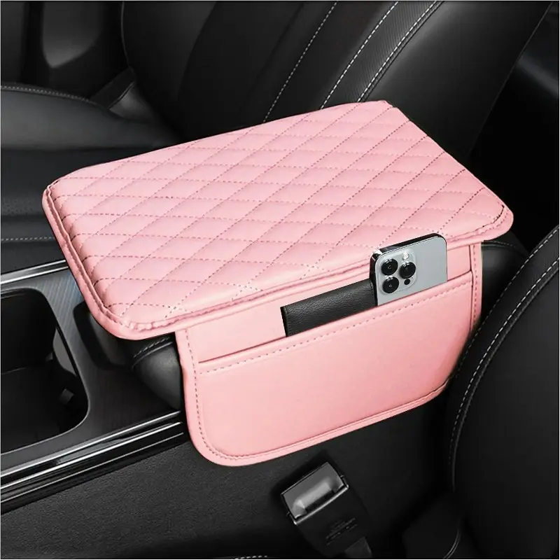 Stacool Upgraded Car Center Console Cover, Microfiber Leather Armrest Cushion with 2 Storage Bags, Universal Car Armrest Storage Box, Car Center Console Organizer