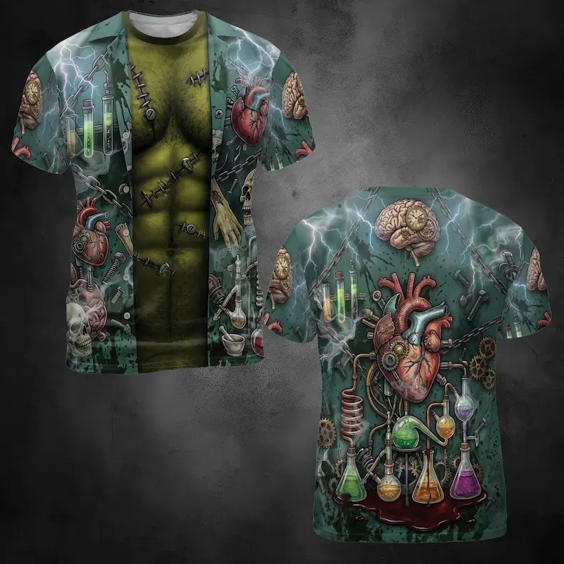 Realistic Zombie Costume Tee for Youth Adults, Egyptian Mythology Mummy Shirt, Spooky Cemetery Apparel, Gothic Halloween Gift, Unisex 3D Graphic T-Shirt