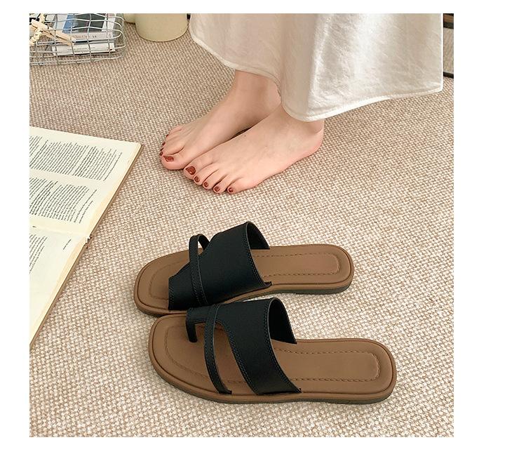Toe Sandals for Women Summer Fashion Roman Style Simple Retro One-Strap Slippers Home Non-Slip Outdoor Versatile Sandals