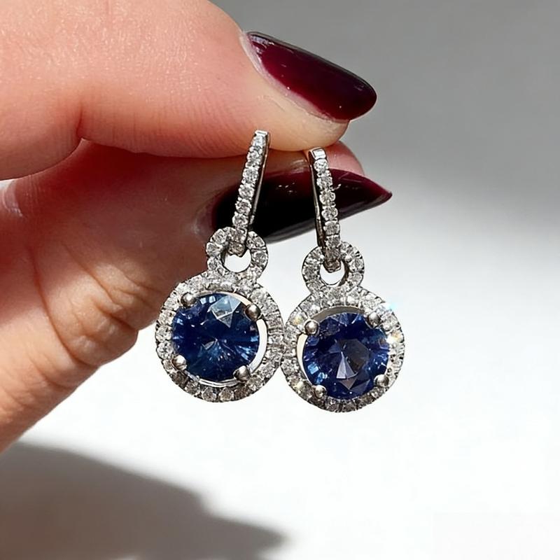 Luxury Blue Zircon Long Earrings Fashion Party Women Birthday Gift Earrings Holiday Style Ear Hook Earrings Statement Earrings Ear Clip Hoop Earrings Valentine's Day Gift