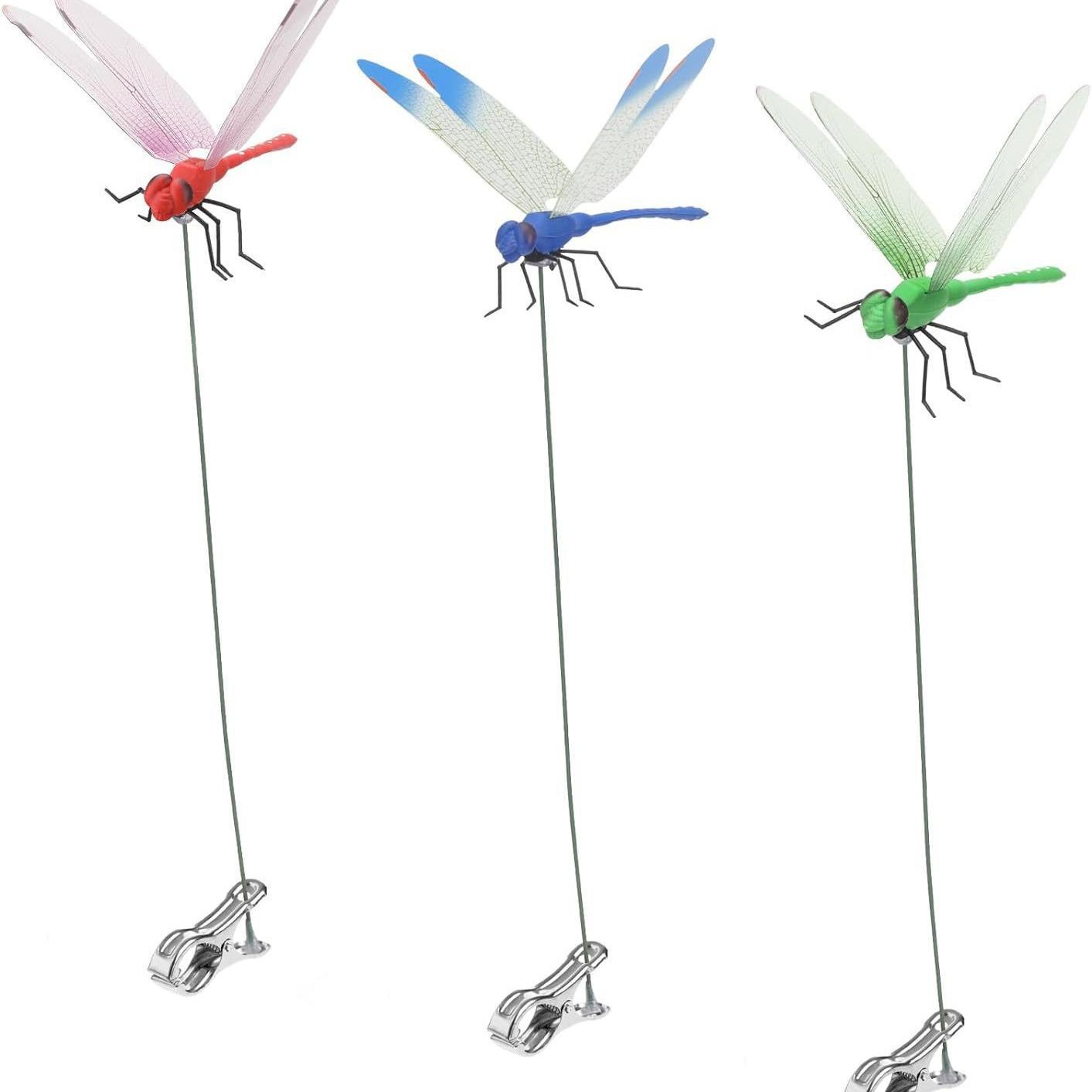 Simulated dragonfly plug rod decorative clip garden green plant creative ornament multi-color optional indoor and outdoor universal