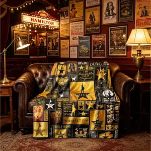 Hamilton Musical Flannel Blanket, Soft Plush Fleece Throw Blanket with Classic Quotes Design, Kids & Adults Cozy Blanket, Air Conditioning Blanket for Bed Sofa Couch, All Season Bedroom Decor, Birthday Christmas Gift for Musical Fans
