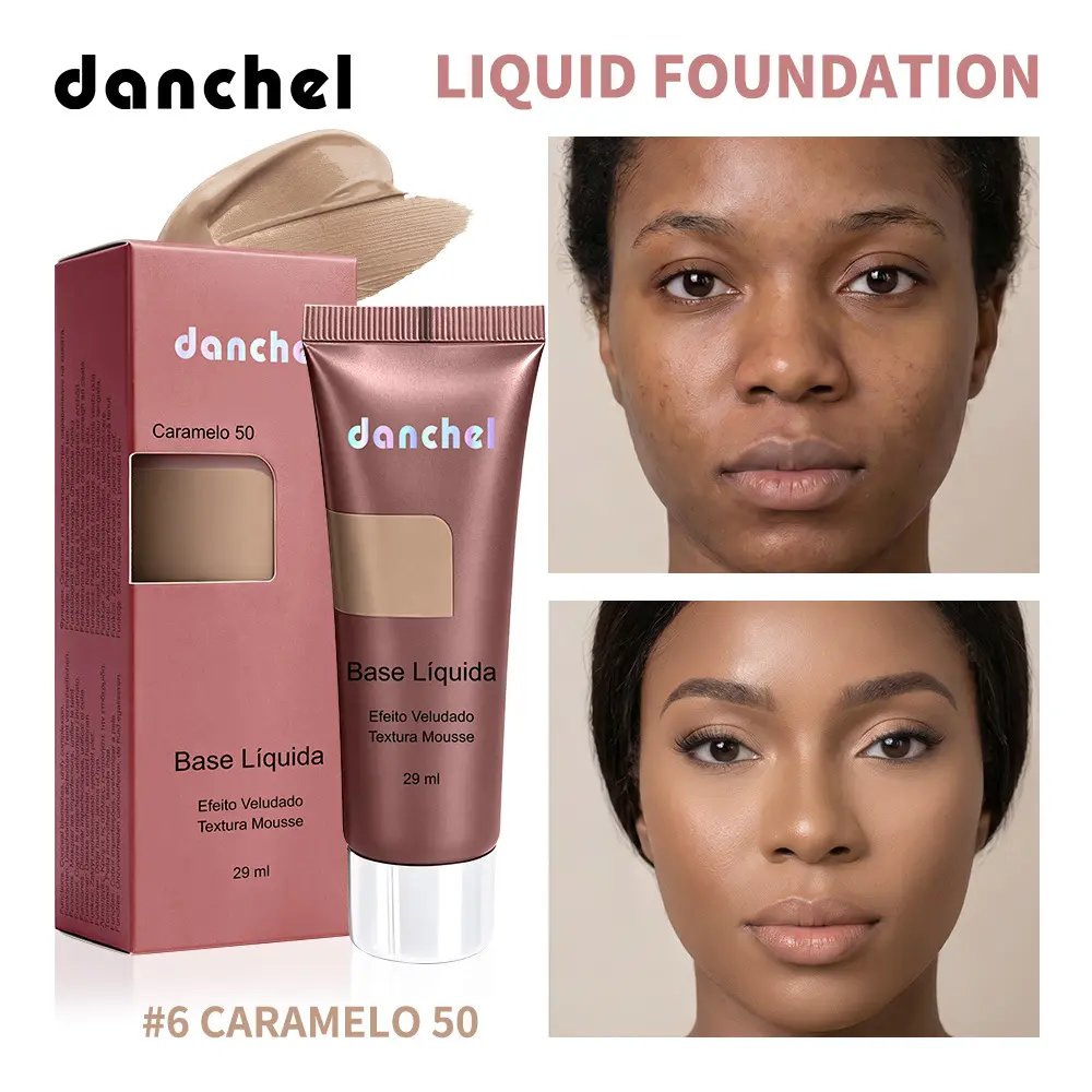 Mousse Velvet Foundation Liquid + Powder Puff, Soft Matte Finish, Long-Lasting, Natural Transparency, Easy Application