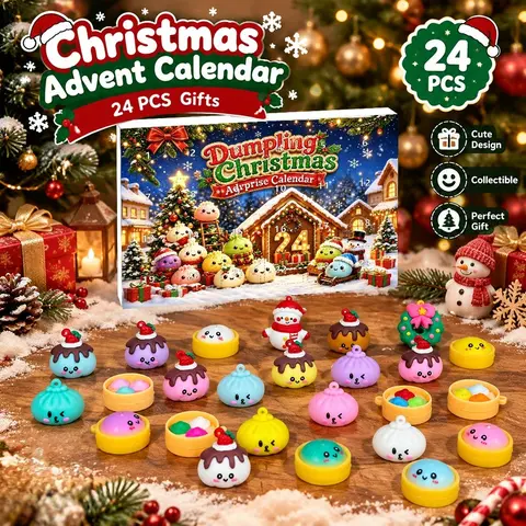 24pcs/set Christmas Dumpling Ornaments, 24-Day Advent Calendar Gift Box, Cute Collectible Hanging Charms, Christmas Countdown Decorations, Decorative Ornaments