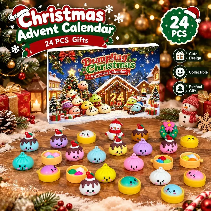 24pcs/set Christmas Dumpling Ornaments, 24-Day Advent Calendar Gift Box, Cute Collectible Hanging Charms, Christmas Countdown Decorations, Decorative Ornaments