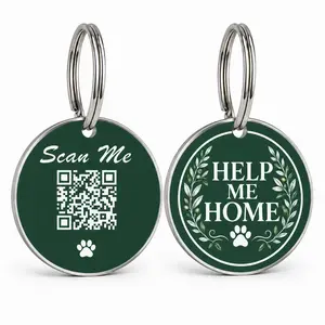 Anti-Lost Qr Code Dog Tag, Stainless Steel Pet ID Collar Label, Scan to View Owner Phone, Address, Send Location to Email