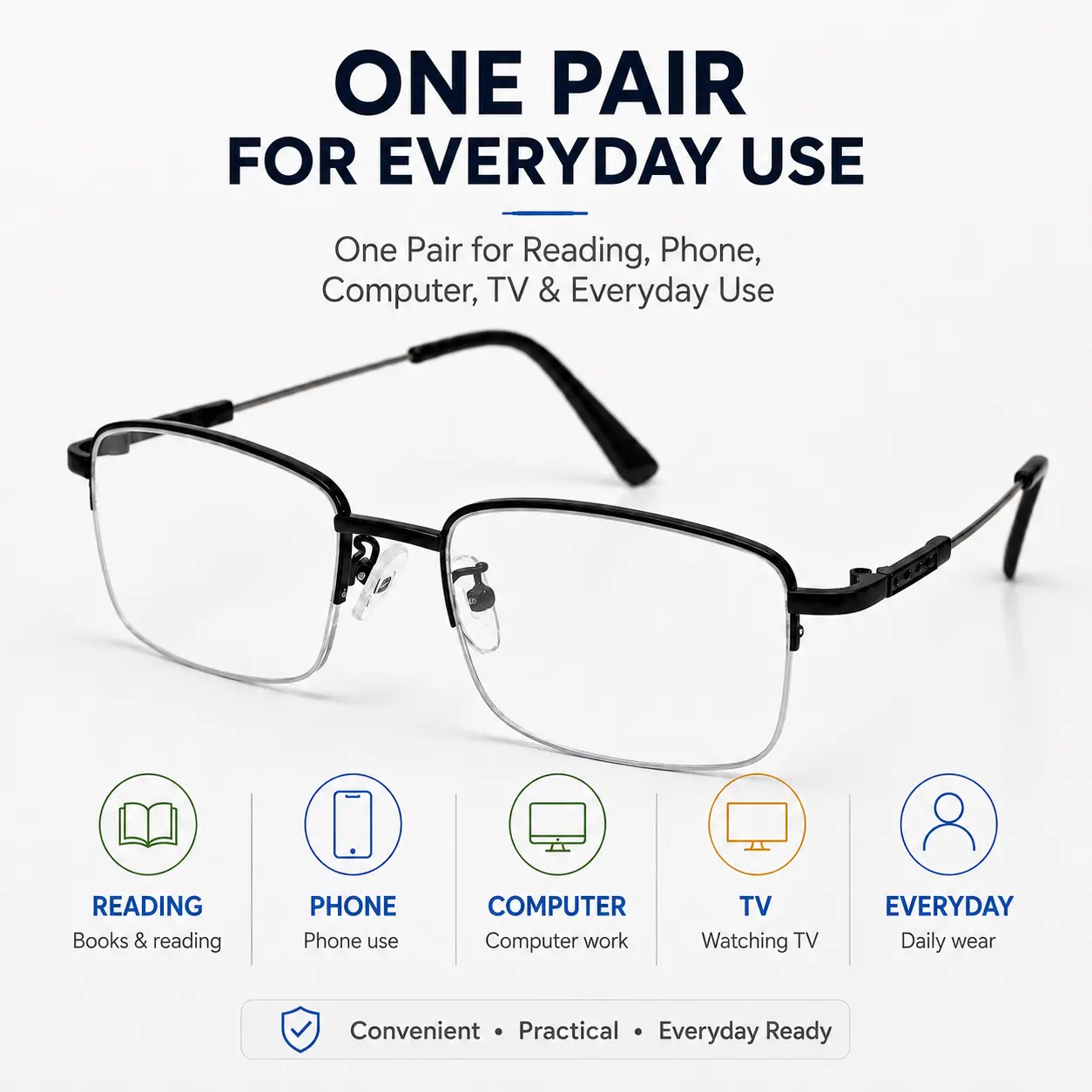 Photochromic Reading Glasses +1.00, Anti Blue Light Readers with UV Protection, Black/Golden Gold Lightweight Eyeglasses for Men Women, Work Travel Everyday Wear