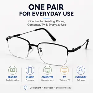 Photochromic Reading Glasses +1.00, Anti Blue Light Readers with UV Protection, Black/Golden Gold Lightweight Eyeglasses for Men Women, Work Travel Everyday Wear