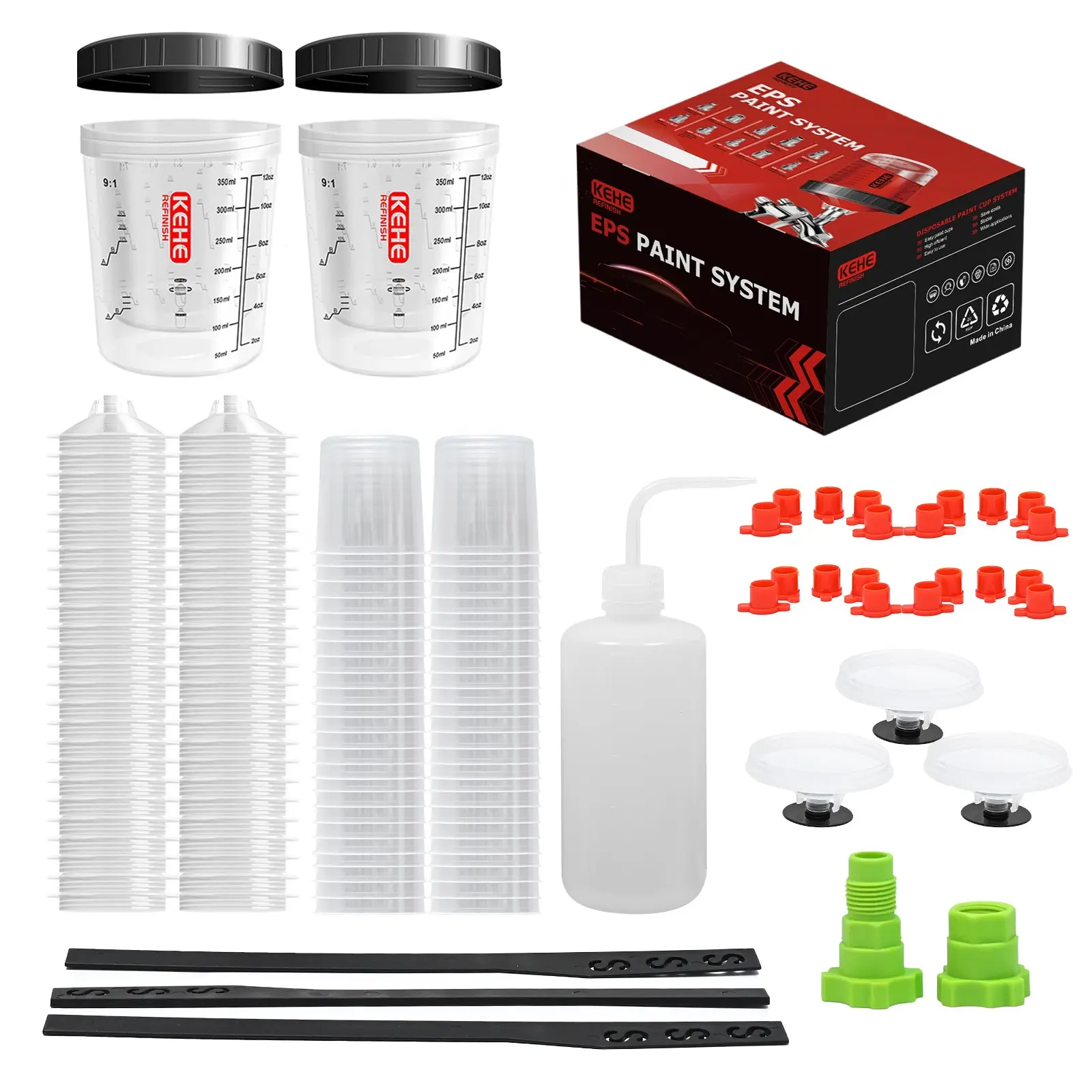 50 Disposable Spray Gun Cups, Car Paint Mixing System, H/o Type Quick Cups, 6oz, 12oz, 20oz, 27oz, DIY & Professional Use, Kehe Paint System