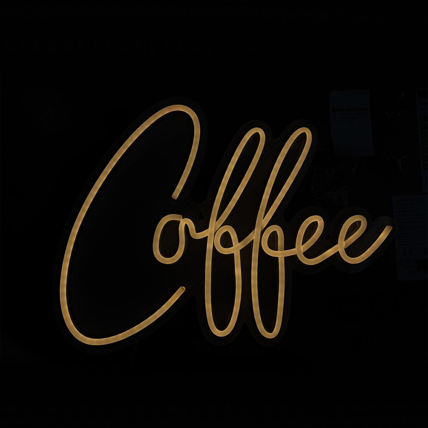 Coffee Neon Sign, USB Powered Neon Light, Creative Wall Mounted Neon Sign, Home Lighting Decoration, Suitable for Coffee Shop, Restaurant, Office, Led Neon Lights