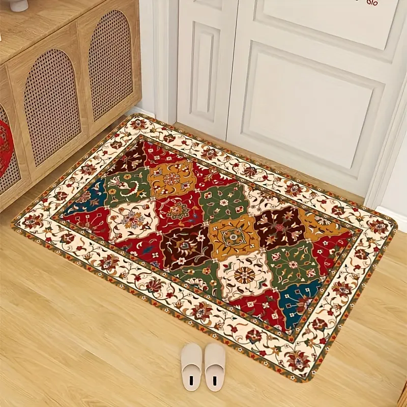 Decorate your home with a bohemian doormat rug: a decorative floral print, non-slip, and perfect for any room!