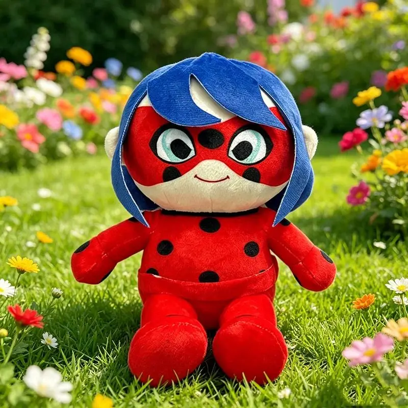Miraculous Ladybug Plush Doll Adorable Ladybug Marinette From Miraculous with Iconic Red Polka Costume Soft Stuffed Toy for Fans