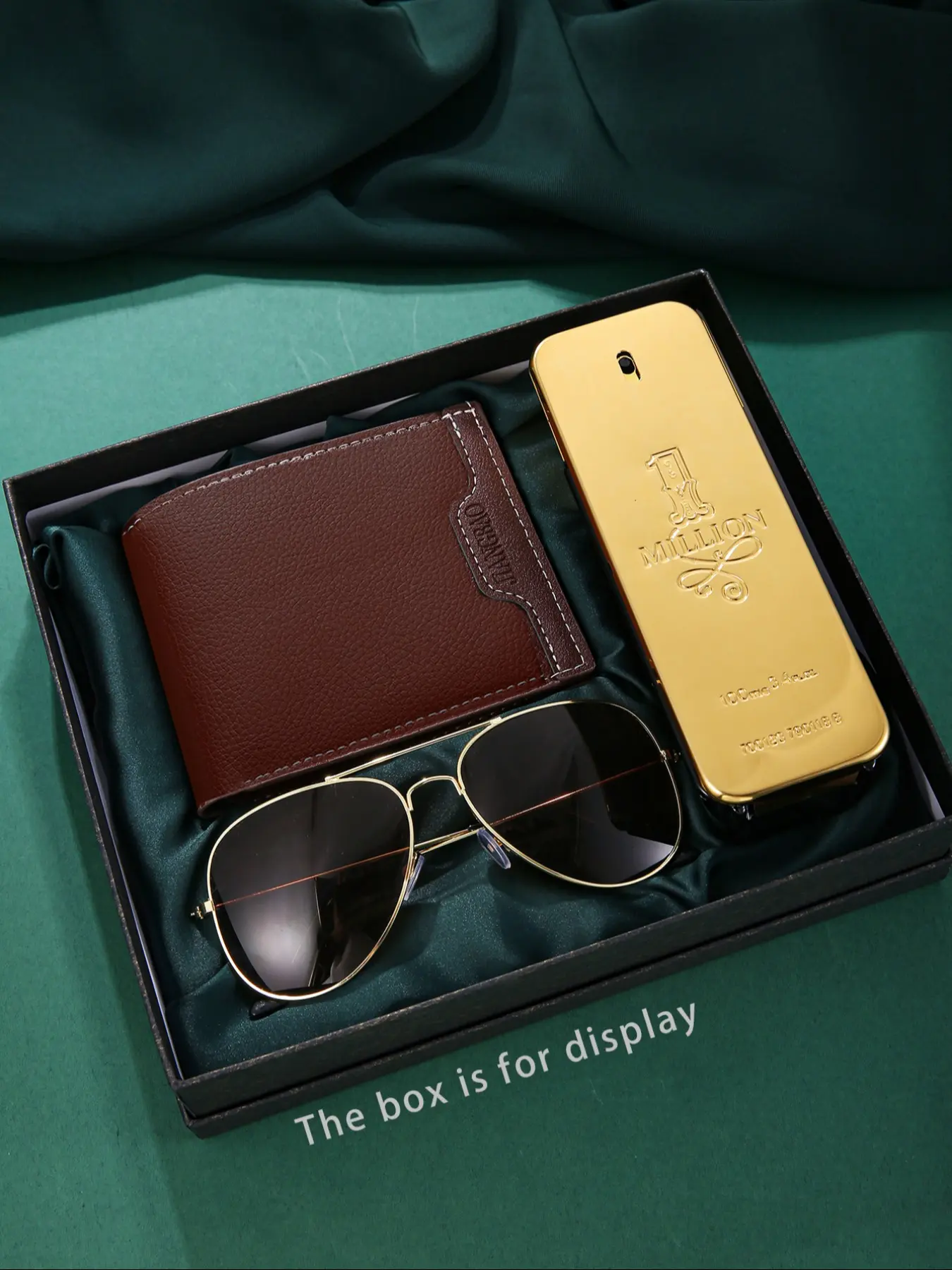 Men's Luxury Business Set, PU Leather Wallet, Perfume, Pilot Sunglasses, Perfect Gift for Father's Day, Christmas, Birthday