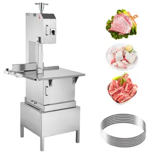 VEVOR Commercial Electric Meat Bandsaw, 2200W Stainless Steel Vertical Bone Sawing Machine, Workbeach 24.4" x 20.5", 0.16-8.7 Inch Cutting Thickness, Frozen Meat Cutter with 6 Blades for Rib Pork Beef