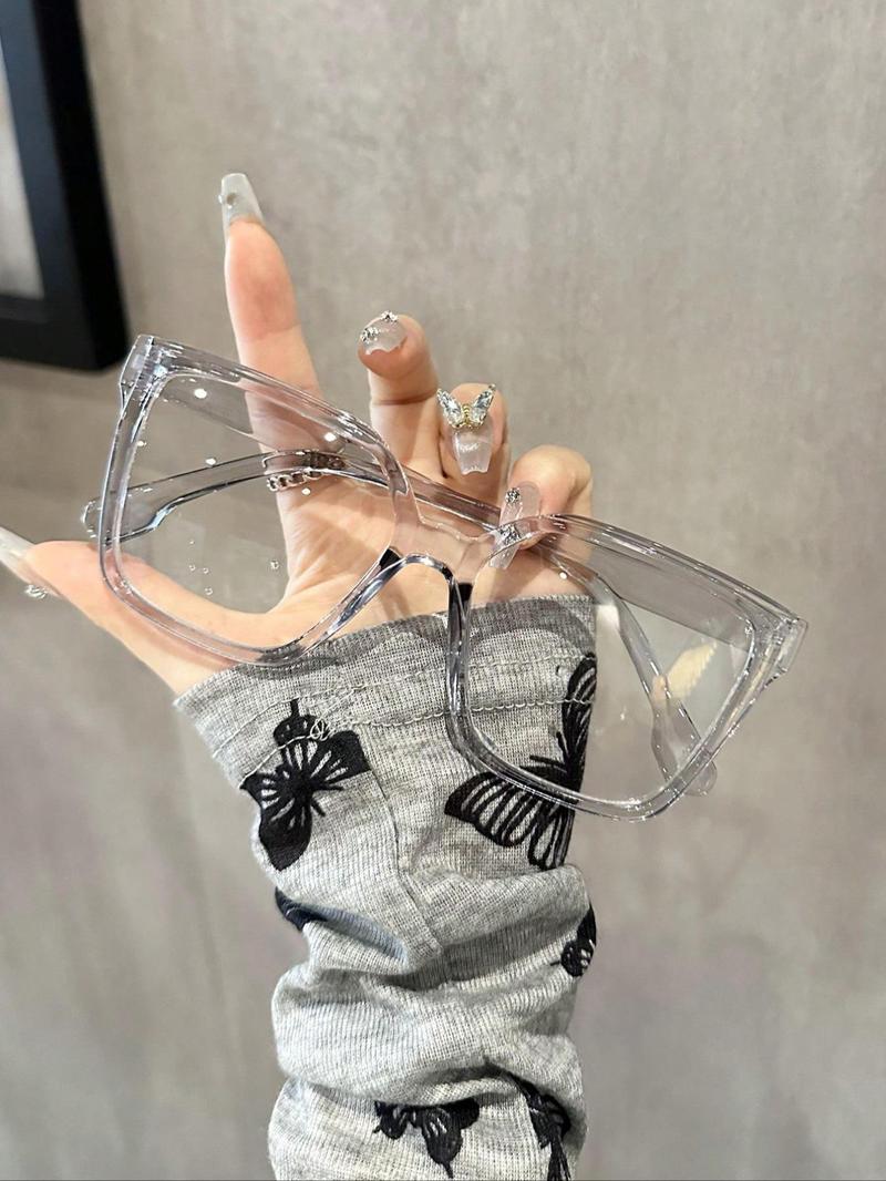 Women's Fashion Stylish Square Frames Plain/Leopard Pattern Eyeglasses, Trendy Casual Eyeglasses for Everyday Use, Fashion Accessories for Outdoor Activities, Lightweight Glasses