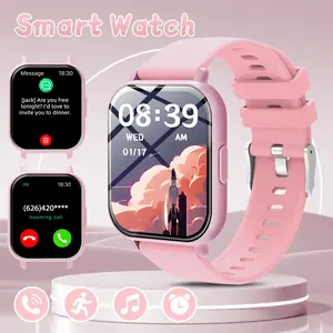 Smartwatch for Kids, Low Power Consumption Sports Call Bracelet, Voice Assistant, Wireless Calling, Pedometer, Calculator, Clock, Water Drink Reminder,Music Playback,Multiple Watch face switching,large capacity battery,Birthday Gift for children, Wearable
