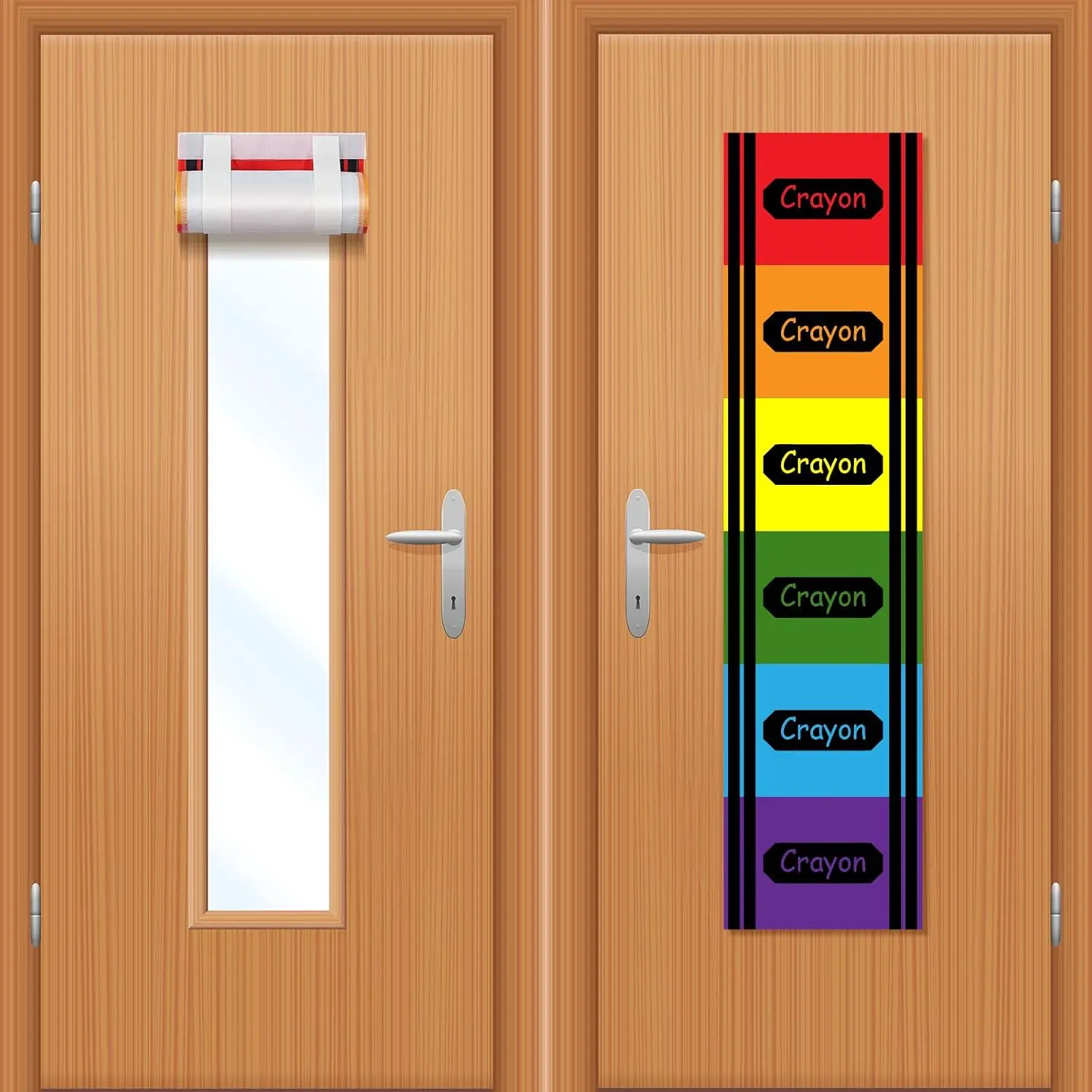 2 count Crayon Classroom Door Window Cover Blackout Door Curtain Classroom Window Covering  to School Decoration for School Porch Office Room Decor