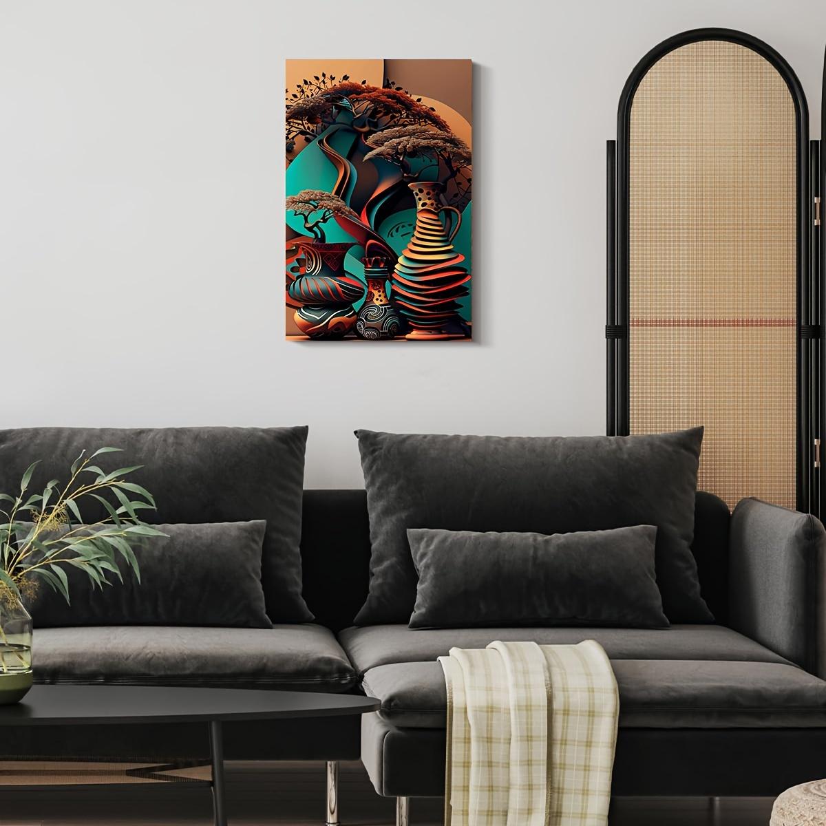 Wooden Framed Canvas Painting African Art Poster Abstract Wall Art for Home Decor High Quality Canvas Prints for Living Room Bedroom Kitchen Office Cafe Decor Perfect Gift Ready to Hang Ornaments Artistic Photo