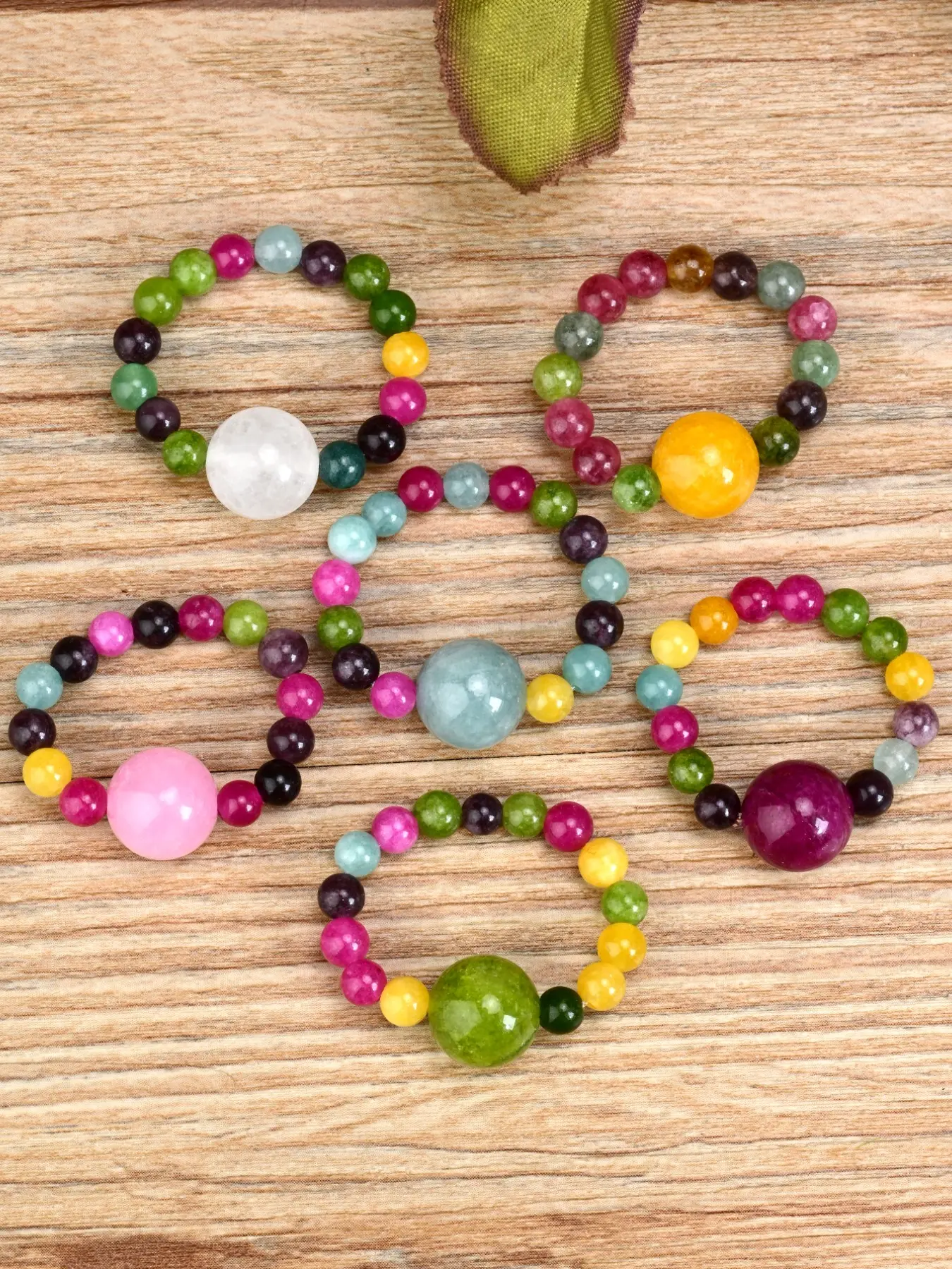 6pcs Natural Stone Bead Rings, Bohemian Style Unisex Matching Rings, Perfect Gift for Friends Sisters Besties, Party Holiday Jewelry