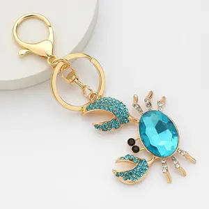 2PCS Colorful Crystal Crab Keychain Set, Cute Coastal Ocean Animal Bag Charm, Sparkly Marine Life Key Ring Pendant for Car Keys, Handbags & Backpacks, Aesthetic Beach Accessory, Summer Gift for Women