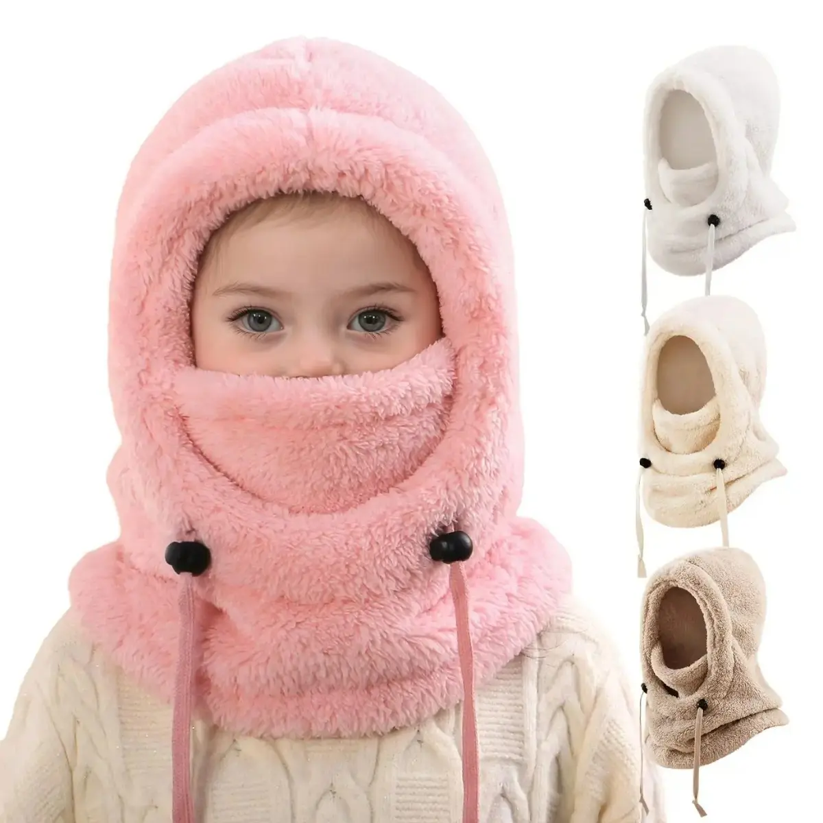 Kids' Fleece Balaclava Mask, Outdoor Wear Windproof Full Face Neck Warmer for Sports & Outdoor Use, Ages 3-10
