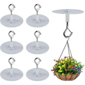 6 count Self Adhesive Ceiling Hooks Heavy Duty, No Drill Ceiling Hooks for  , No Drill  Hangers with Safety Locks for  Lights  Chimes Fans Wall Decor in Kitchen Bathroom
