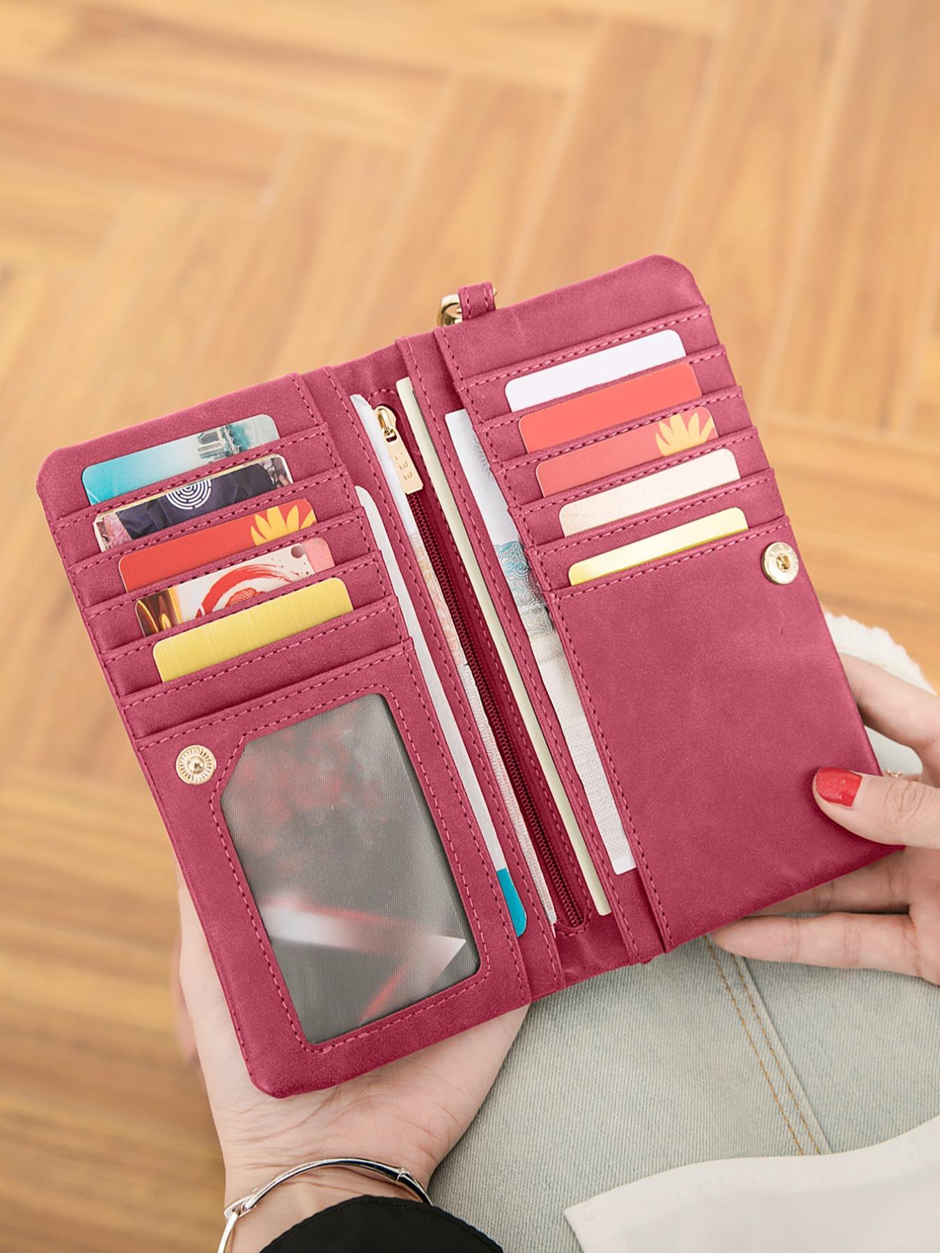 Women's Solid Color Long Large Capacity Zipper Wallet with Card Slot, Casual Trendy Versatile High-quality Daily Wallet, Girl Fashionable Shopping Wallet, Purse, Ladies Wallet, Durable Fashion Wallet, Zipper Card Holder