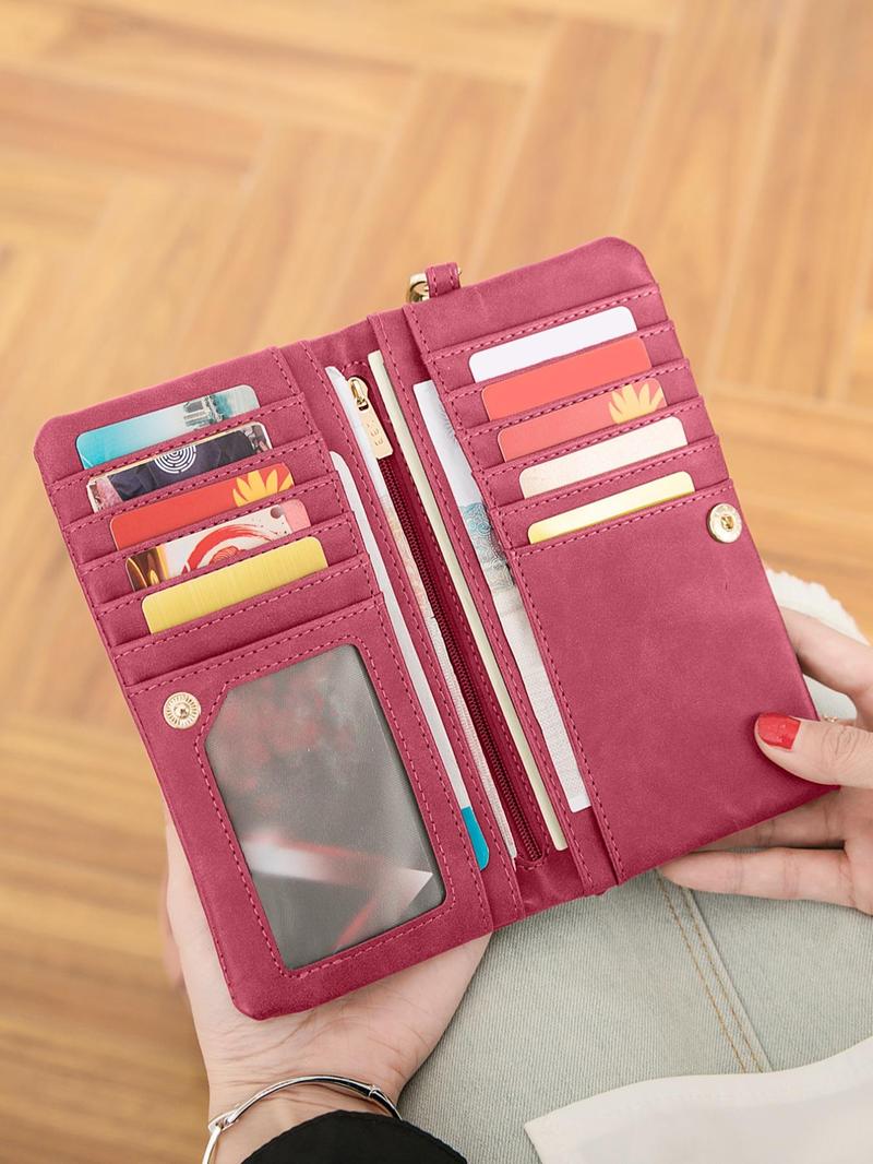 Women's Solid Color Long Large Capacity Zipper Wallet with Card Slot, Casual Trendy Versatile High-quality Daily Wallet, Girl Fashionable Shopping Wallet, Purse, Ladies Wallet, Durable Fashion Wallet, Zipper Card Holder