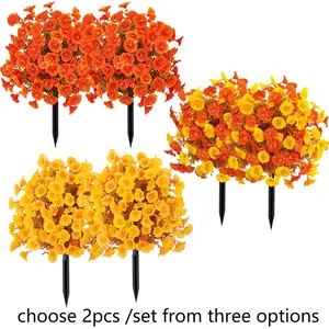 Set of 2 Artificial Morning Glory Plants with Stakes, Decorative Fake Plants, Realistic Weather-Resistant Flowers, Ideal for Garden, Courtyard, Front Yard, Outdoor Flower Beds