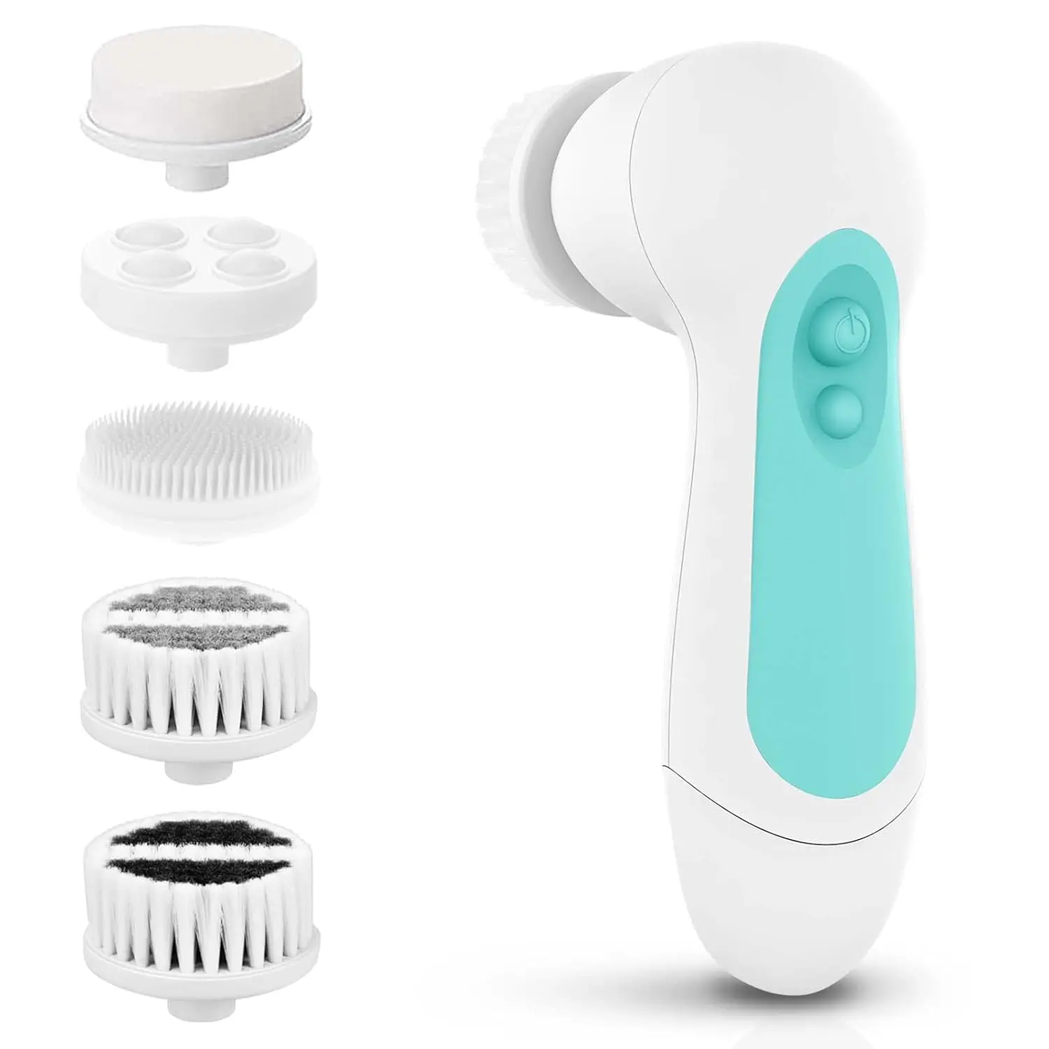 Waterproof Facial Cleansing Spin Brush Set with 5 Exfoliating Brush Heads - Electric Face Scrubber Cleanser Brush - Face Brush for Gentle Exfoliation and Deep Scrubbing