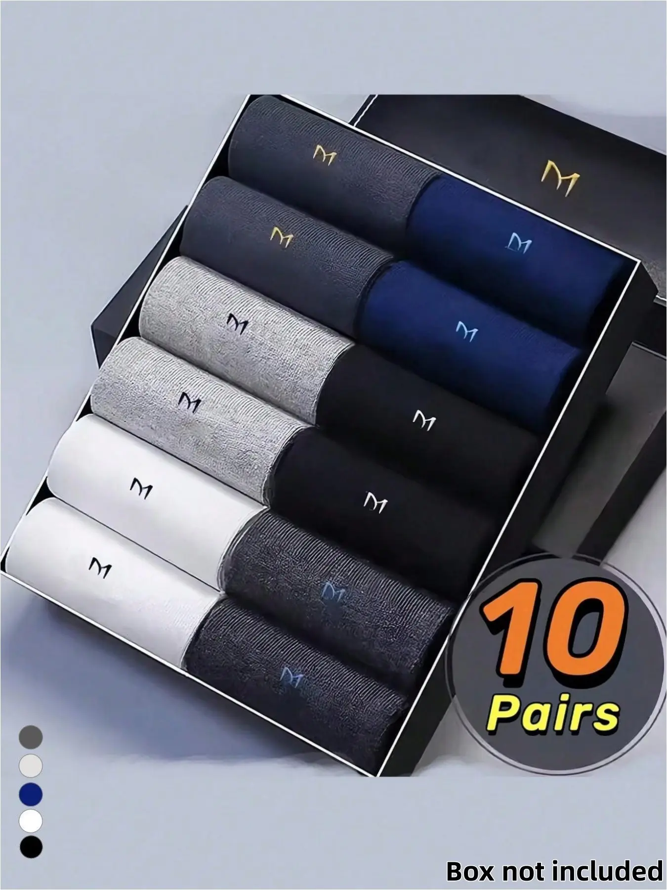 10 Pairs of Men's Business Casual Work Socks, Men's Sports Mid-Calf Socks, Textured Socks, Breathable Polyester Socks, Striped, Soft, Comfortable, Sweat-Absorbing and Odor-Resistant, Suitable for Daily Casual Wear, Running (Packaged)