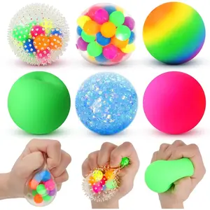 6 Set Squishy Sensory Stress Squeezing Balls for Adults: Best Calming Tool to Relieve Anxiety, Vent Mood and Improve Focus, Easter Basket Stuffers for Kids, Goodie Bag Stuffersfidget toys