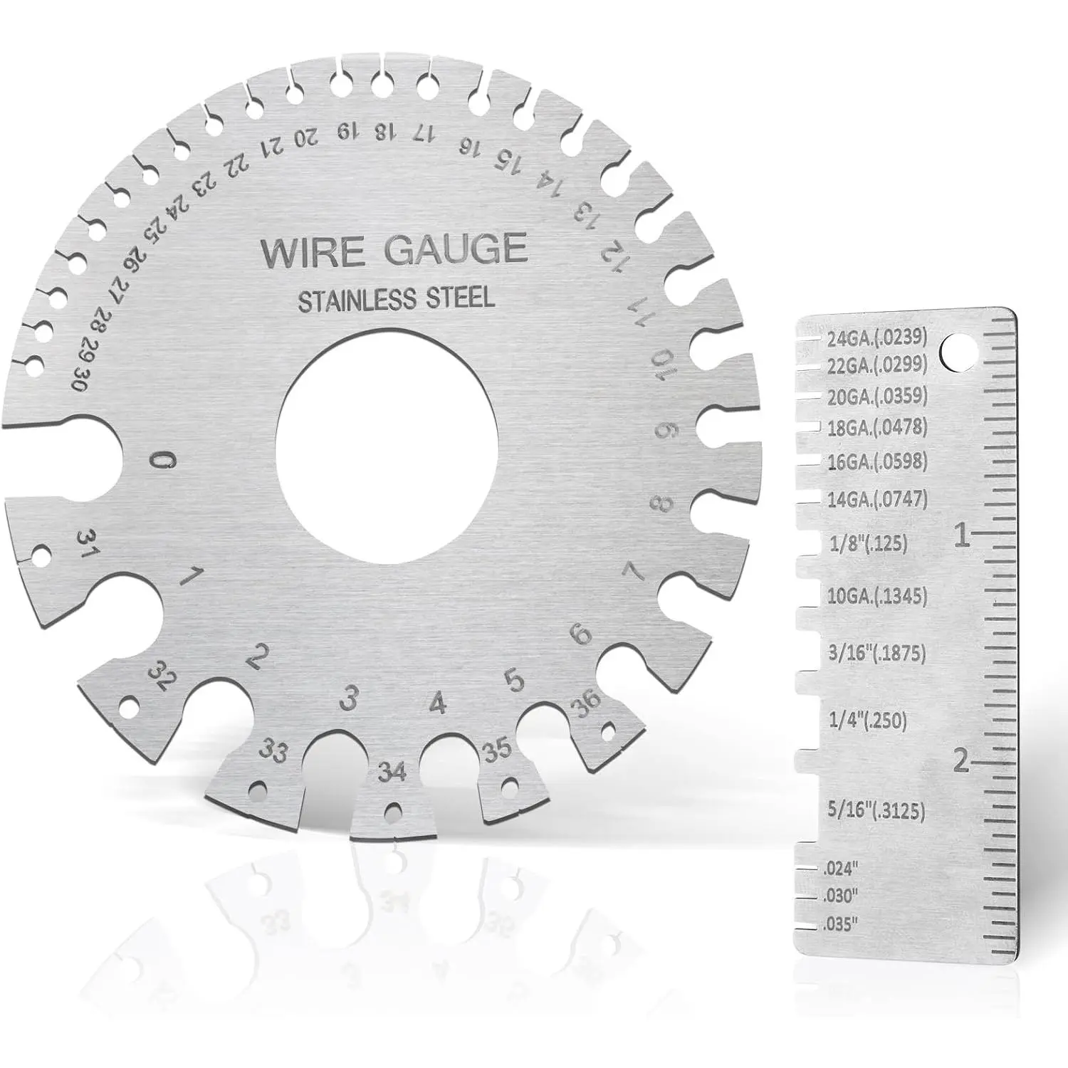 2 count Metal Gauge Thickness Tool, Wire Gauge Measuring and Sheet Metal Gauge | -Sided Stainless Steel Thickness Gauge for Welding